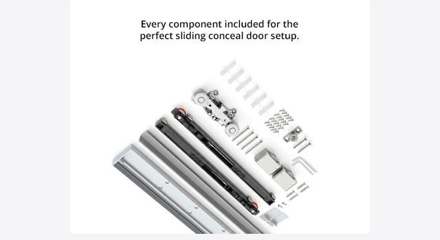 Every component included for the perfect sliding conceal door setup.