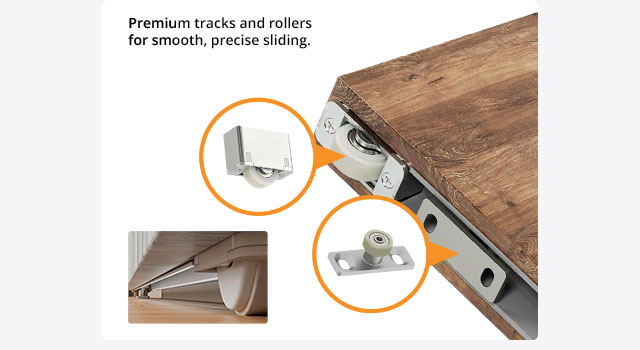 Premium tracks and rollers for smooth, precise sliding.